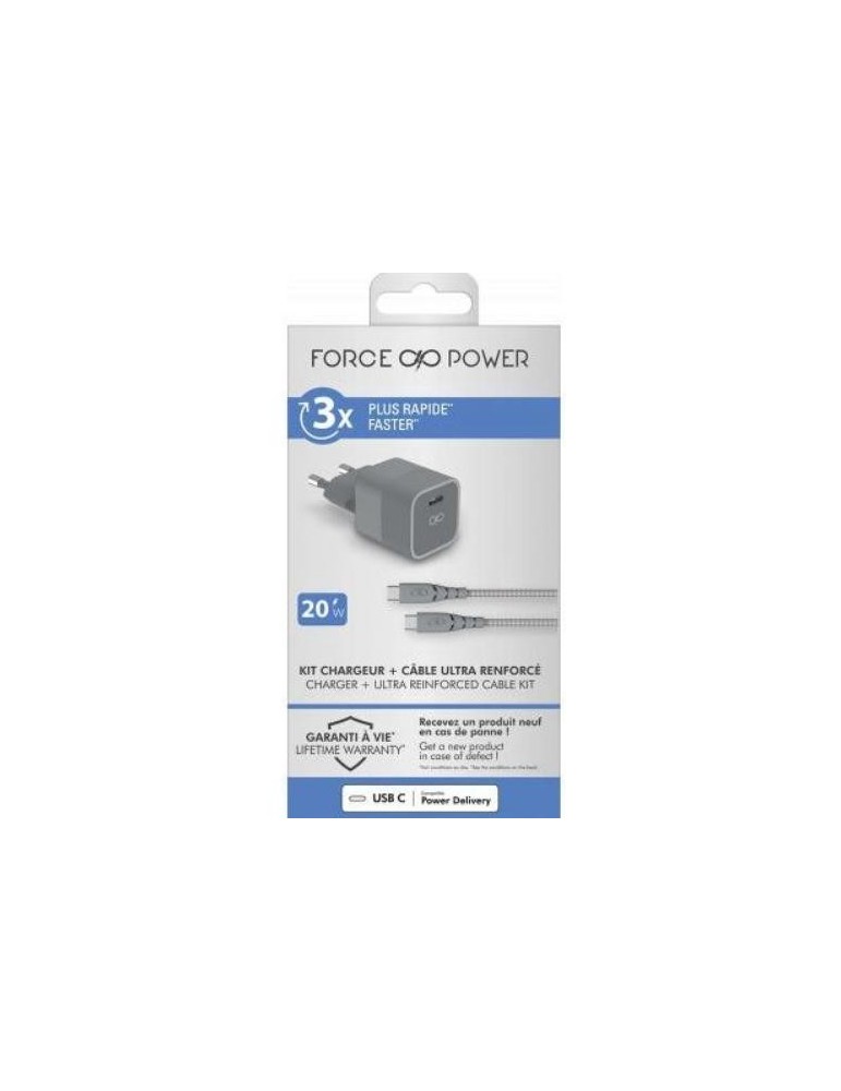 CARGADOR 20W 1 PORT C PD + CBL USB-C/USB-C 1.2M.