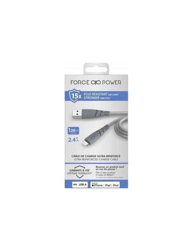 CABLE USB-A/ UBS-C LIGHTNG 1.2M 2.4A GRIS F149012