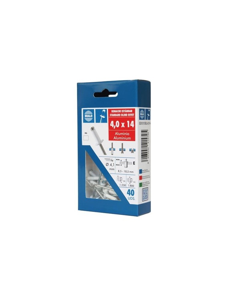 REMACHE ALUMINIO 4,0X10 ECOBLISTER BLANCO (C-50)