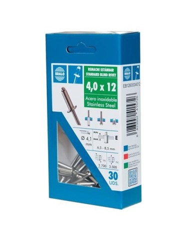 REMACHE INOX/INOX 4,0X08MM. ECOBLISTER (C-40)