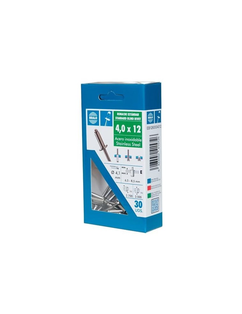 REMACHE INOX/INOX 4,0X08MM. ECOBLISTER (C-40)