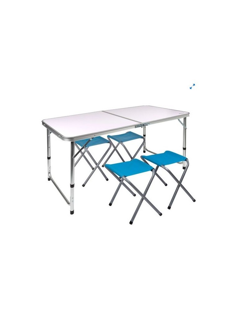MESA CAMPING C/4 TABURETES 120X60X70 CM 52893