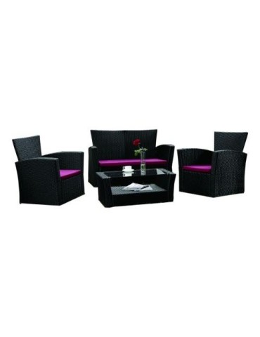 SET MALLORCA(1 SOFA 2 SILLAS 1 MESA CENTRO) NEGRO