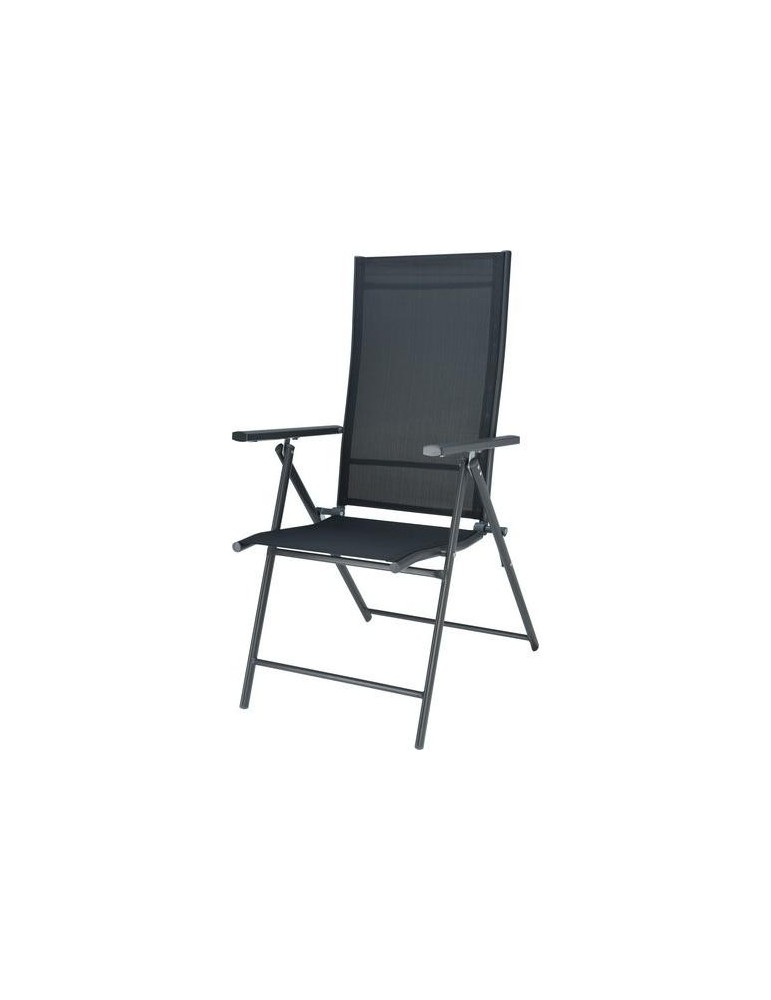 SILLA JARDIN PLEGABLE GRIS OSCURO RESPALDO ALTO