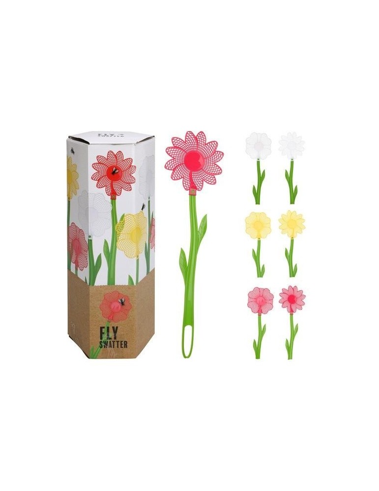 PALA MATAMOSCAS FLOR 48X12CM COLORES SURTIDOS