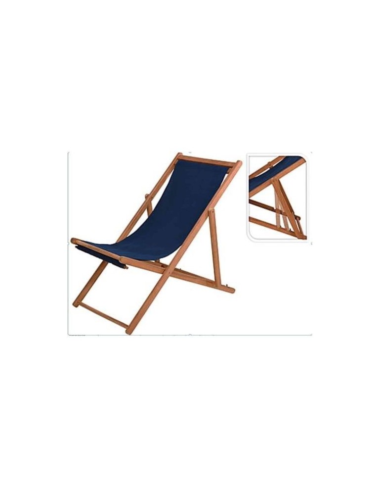 SILLON TUMBONA PLEGABLE MADERA TEXTIL AZUL OSCURO