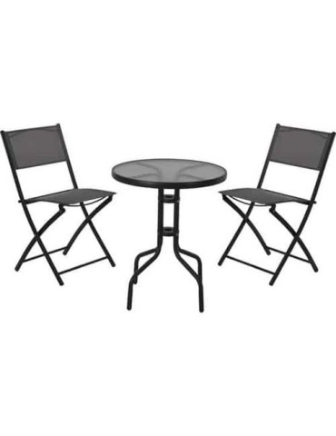 CONJUNTO METAL MESA+2 SILLAS REDONDA X60000110