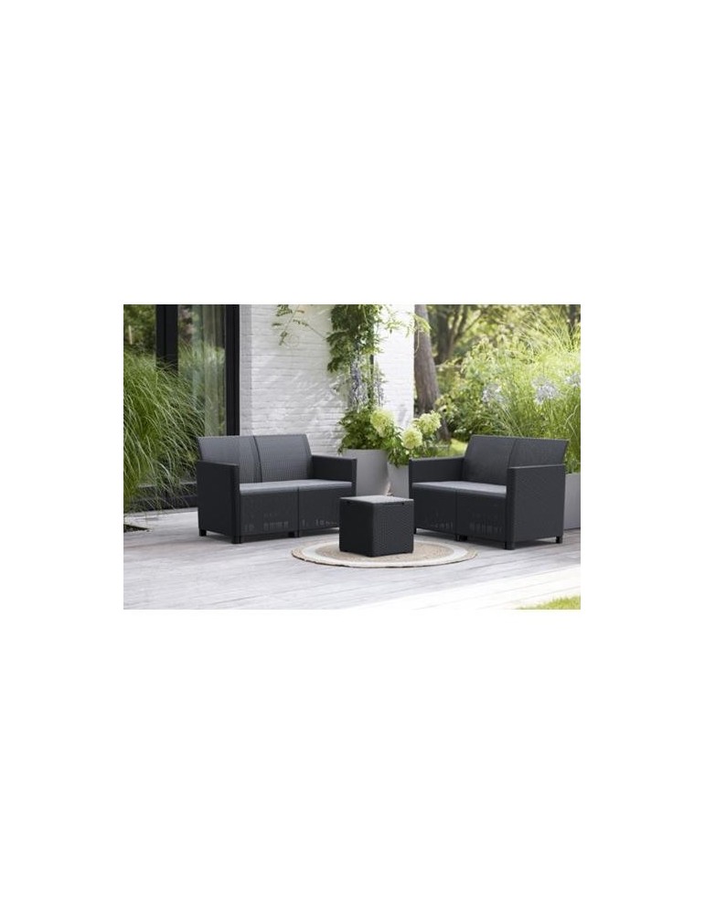 SET MARIE LOUNGE NEGRO SILLON, SOFA + MESA 259829