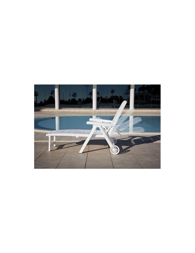 TUMBONA PLEGABLE ANTIBES BLANCA C/ RUEDAS 55364