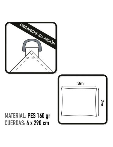 TOLDO SOMBREO RECTANGULAR POLIESTER 2X3M BLANCO
