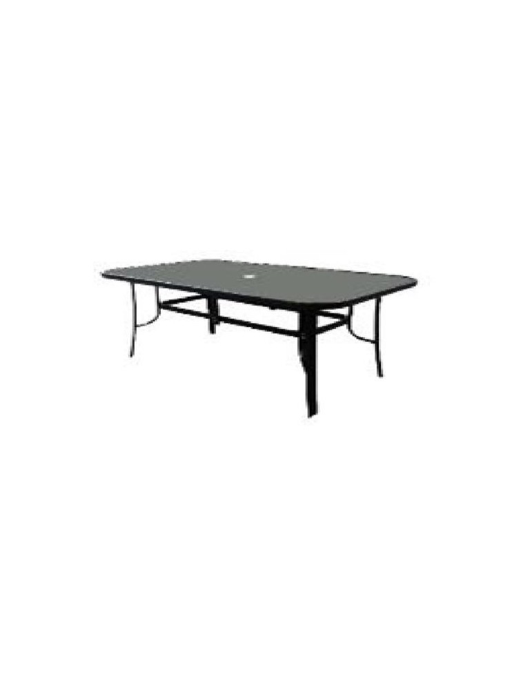 MESA FIJA DE ACERO Y TABLERO CRISTAL 150X90