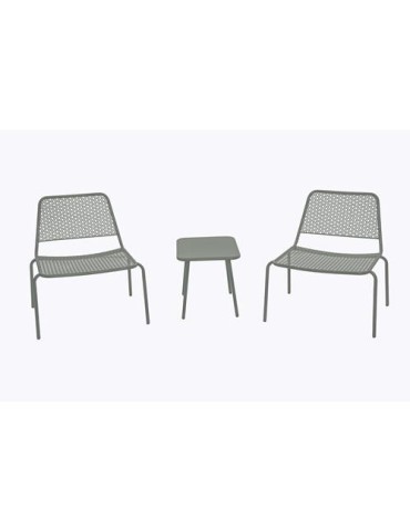 SET BALCON SAKURA ACERO PERFORADO EPOXI GRIS