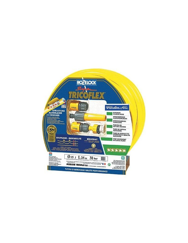 MANGUERA 15 M. SUPER TRICOFLEX AMA. 15 MM. KIT