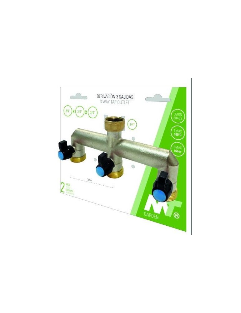 DERIVACION GRIFO JARDIN LATON 3 SALIDAS 3/4HX3/4M