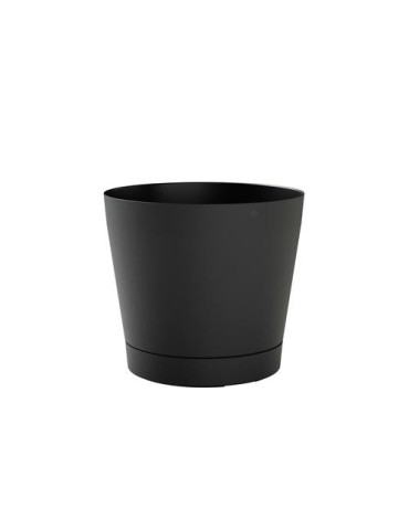 MACETA C/RESERVA AGUA+PLATO 29CM.GRI.OSCURO ORIONE