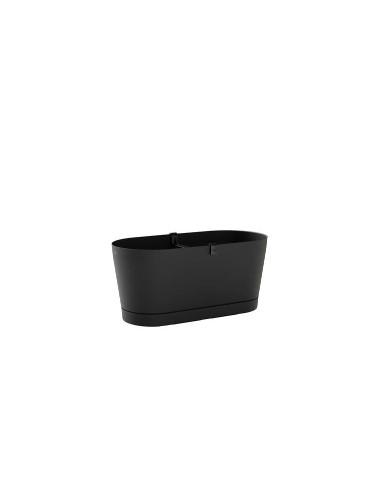 JARDINERA C/RESERVA AGUA+PLATO 40CM.GRI.OSCUR VEGA