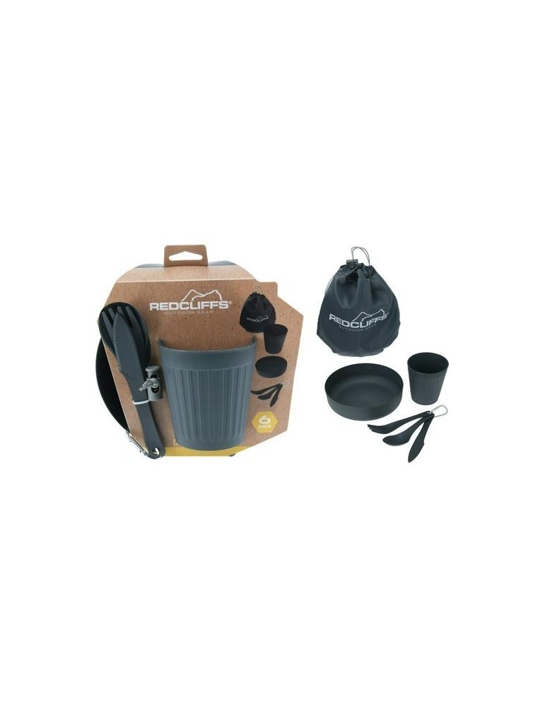 VAJILLA PARA CAMPING 6 PIEZAS COLOR GRIS