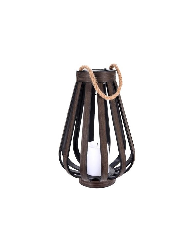 FAROL SOLAR MARRÓN 24X35CM LUZ CUBO 8X10CM