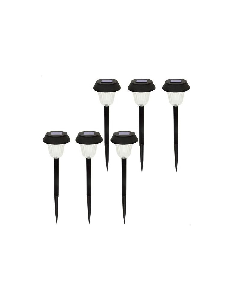 6 BALIZAS DE JARDIN LED SOLARES-LUZ CALIDA 2/3LUM