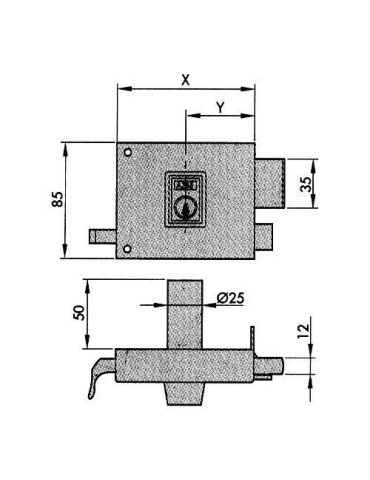 CERRADURA SOBREPONER 125-A PINTADA 80 DCHA. PERFIL