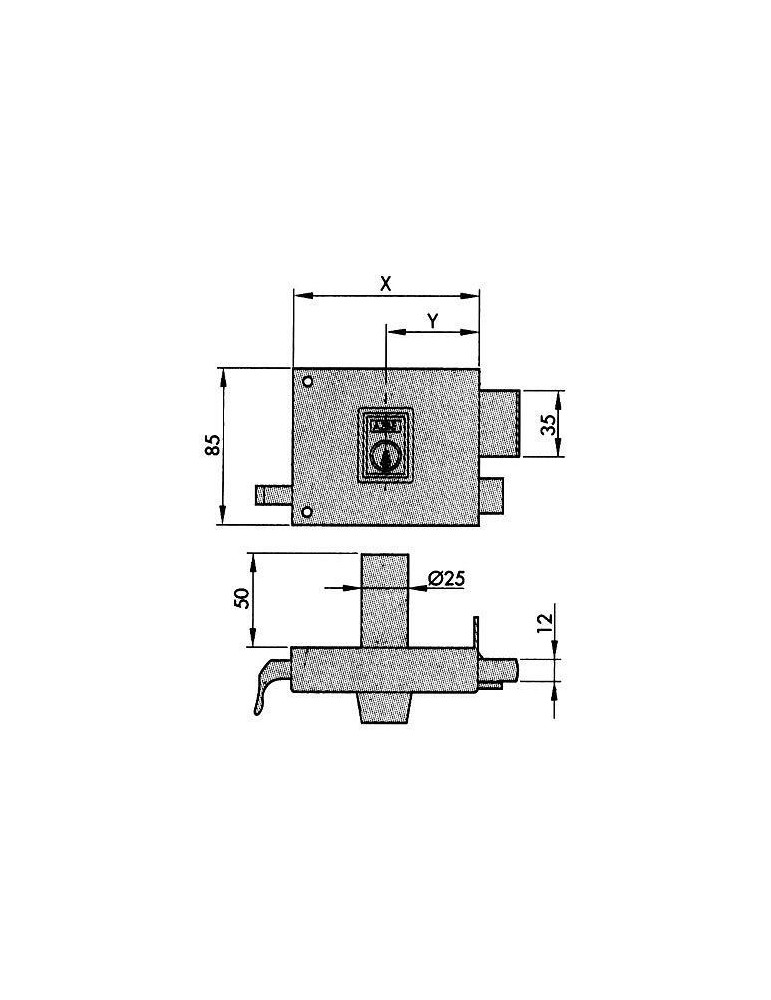CERRADURA SOBREPONER 125-A PINTADA 80 DCHA. PERFIL