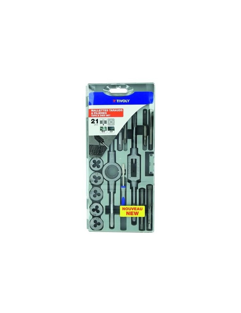 ESTUCHE MACHOS Y COJINETES 21 PIEZAS M3 A M12