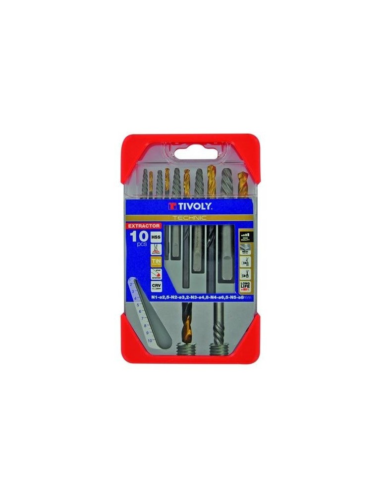 EXTRACTOR TORNILLOS ROTOS+BROCAS TECHNIC