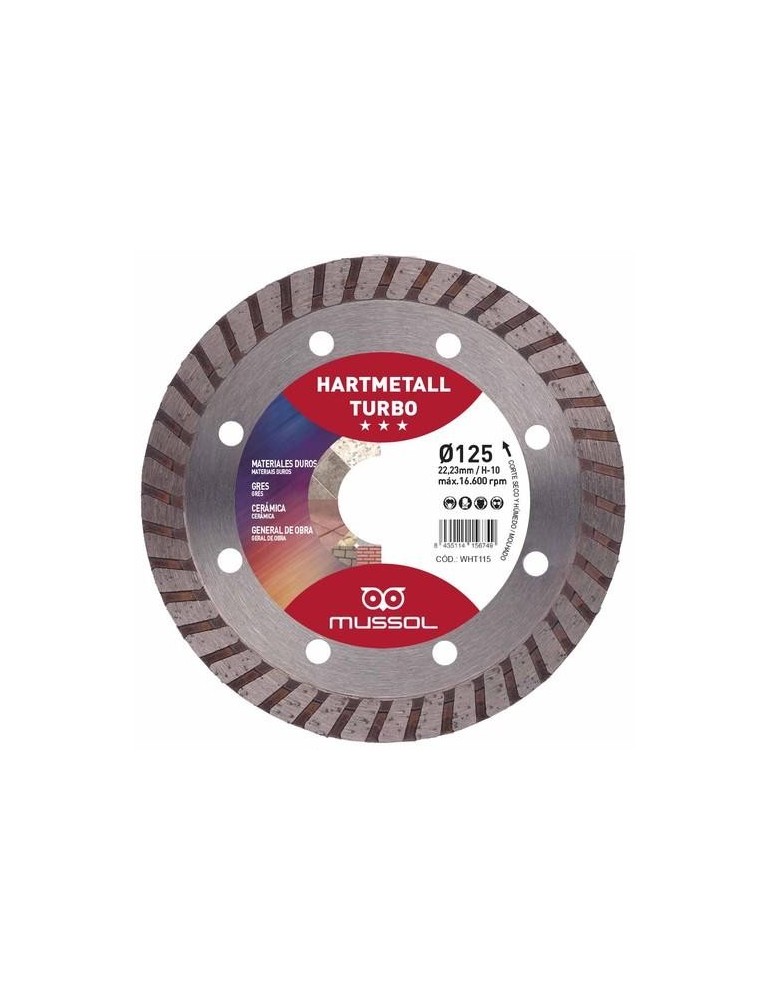 DISCO DIAMANTE HARTMETALL TURBO 125MM EJE 22,23MM