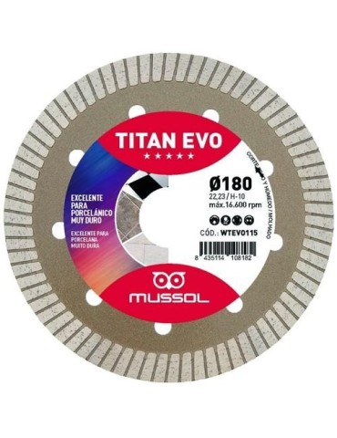 DISCO DIAMANTE TITAN EVO 180MM EJE 22,23MM WTEVO18