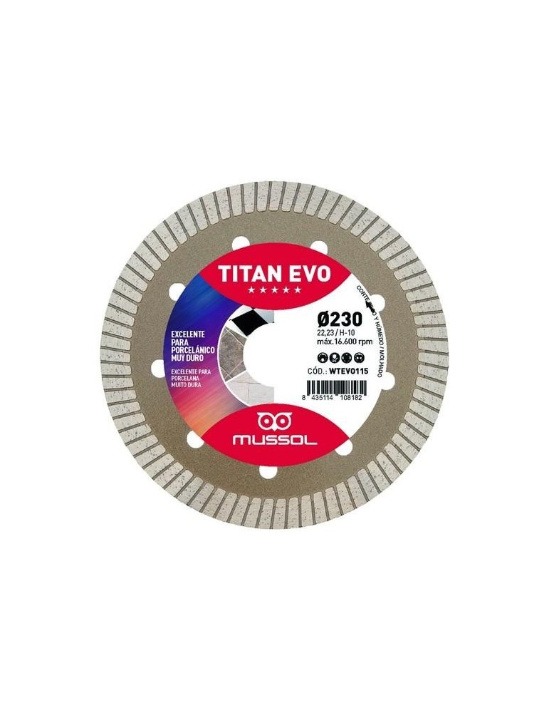 DISCO DIAMANTE TITAN EVO 230MM EJE 22,23MM