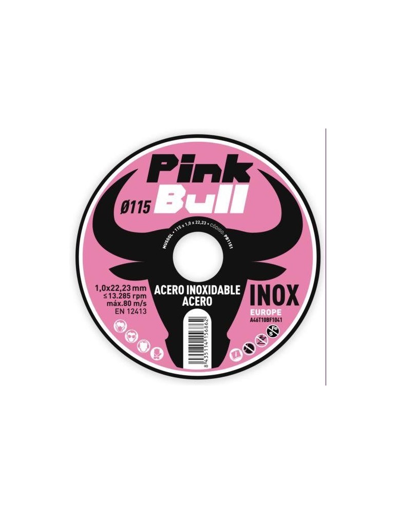 DISCO CORTE EXTRAF. INOX. PINK BULL 115 MM. PB1151