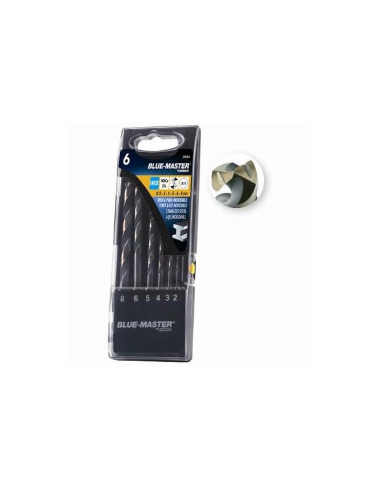 EST. 6 BROCAS HSSCO ANTISLIP INOX Ø2-3-4-5-6-8 MM.