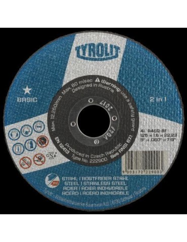 DISCO CORTE ACERO/INOXIDABLE 125X2.5X22.23 223022