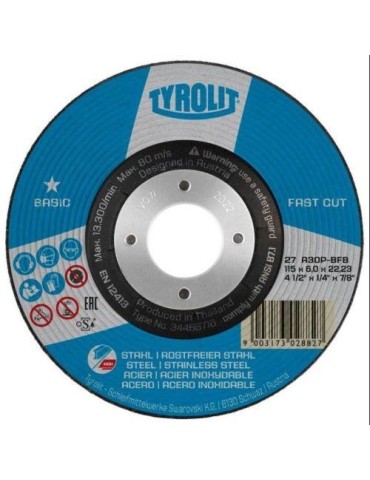 DISCO DESBASTE ACERO/INOX 115X6X22.2 FASTCUT