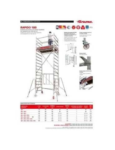 ANDAMIO ALUMINIO C/RUEDAS 105X180CM PACK 1 RS180