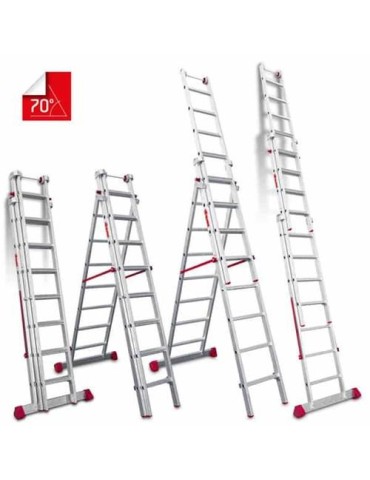 ESCALERA MULTIUSO DE TRES TRAMOS CON 8 PELDAÑOS