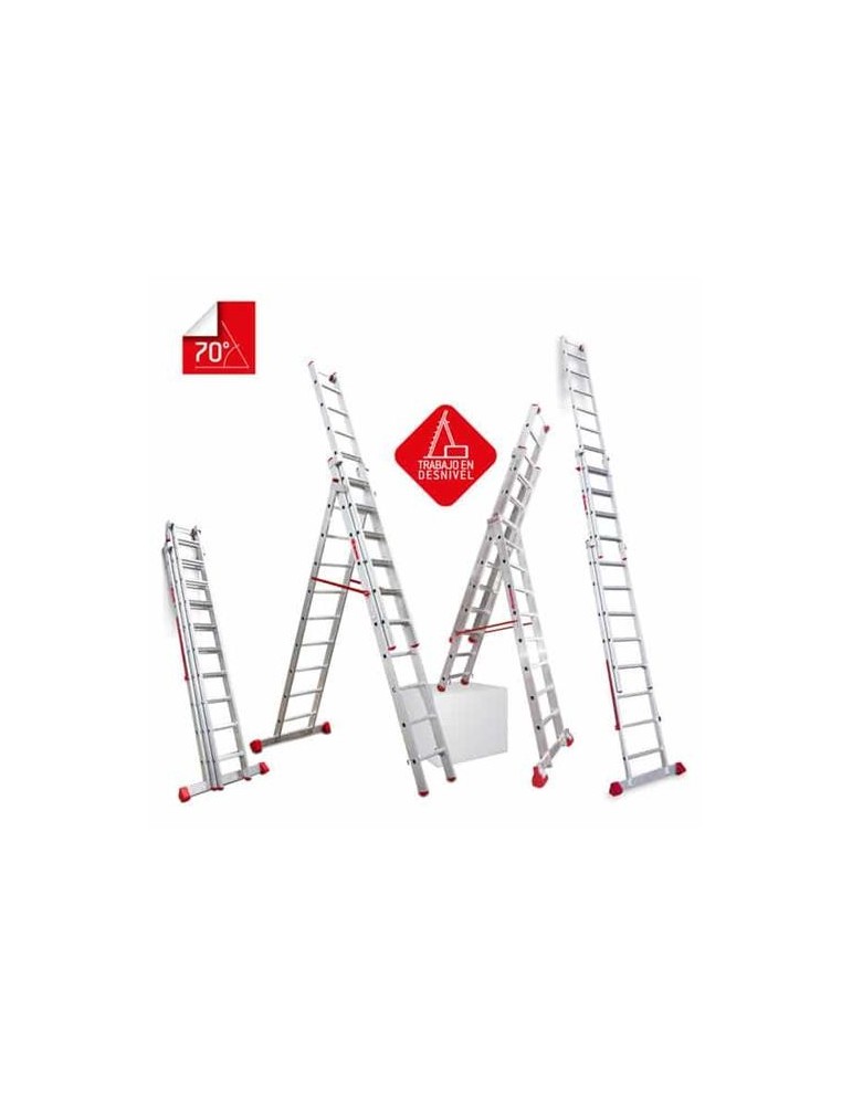 ESCALERA MULTIUSO DE TRES TRAMOS CON 10 PELDAÑOS