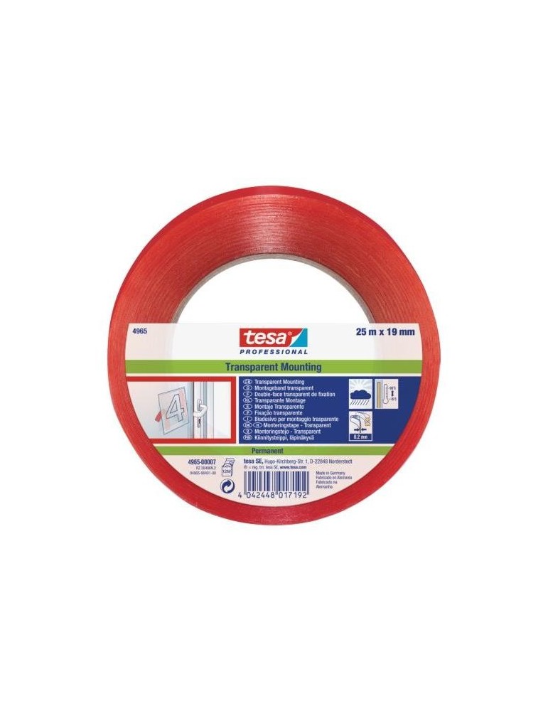 CINTA MONTAJE TRANSP.PREMIUM 25MX19MM.RETRAC. 4965