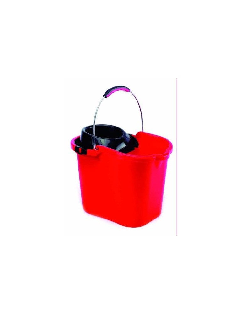 CUBO+ESCURRIDOR ASA METAL 16 L. ROJO 9085