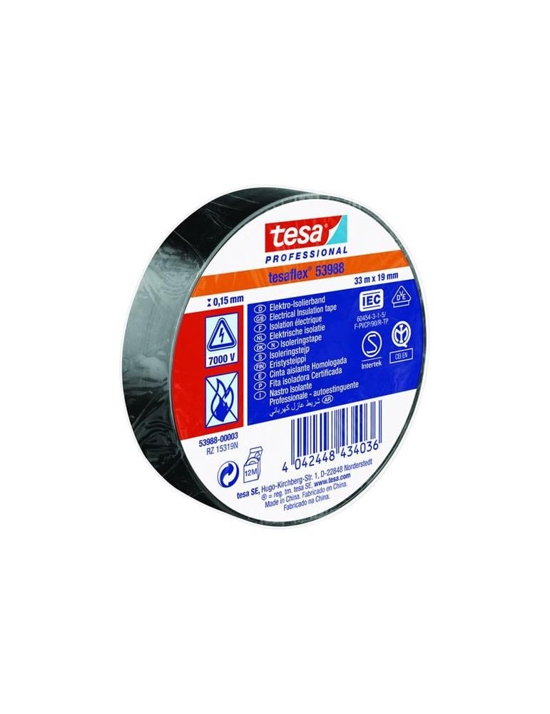 CINTA AISLANTE PROFESIONAL 33 M X 19 MM NEGRO