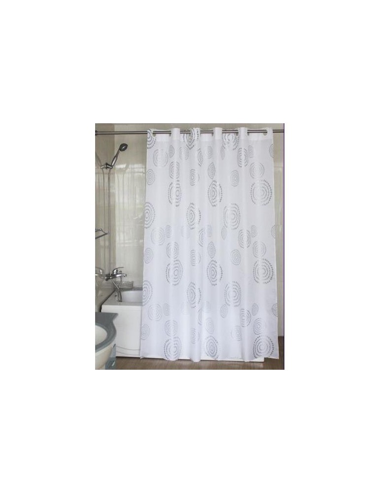 CORTINA BAÑO ESPIRAL POLIES.180X200 PLATA ANILLA