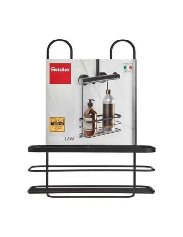 ESTANTE BAÑO CON GANCHO ORIGIN LAVA NEGRO 28x14x38