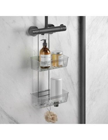 ESTANTE DOBLE CESTA DUCHA ORIGIN LAVA NGR 26X16X55
