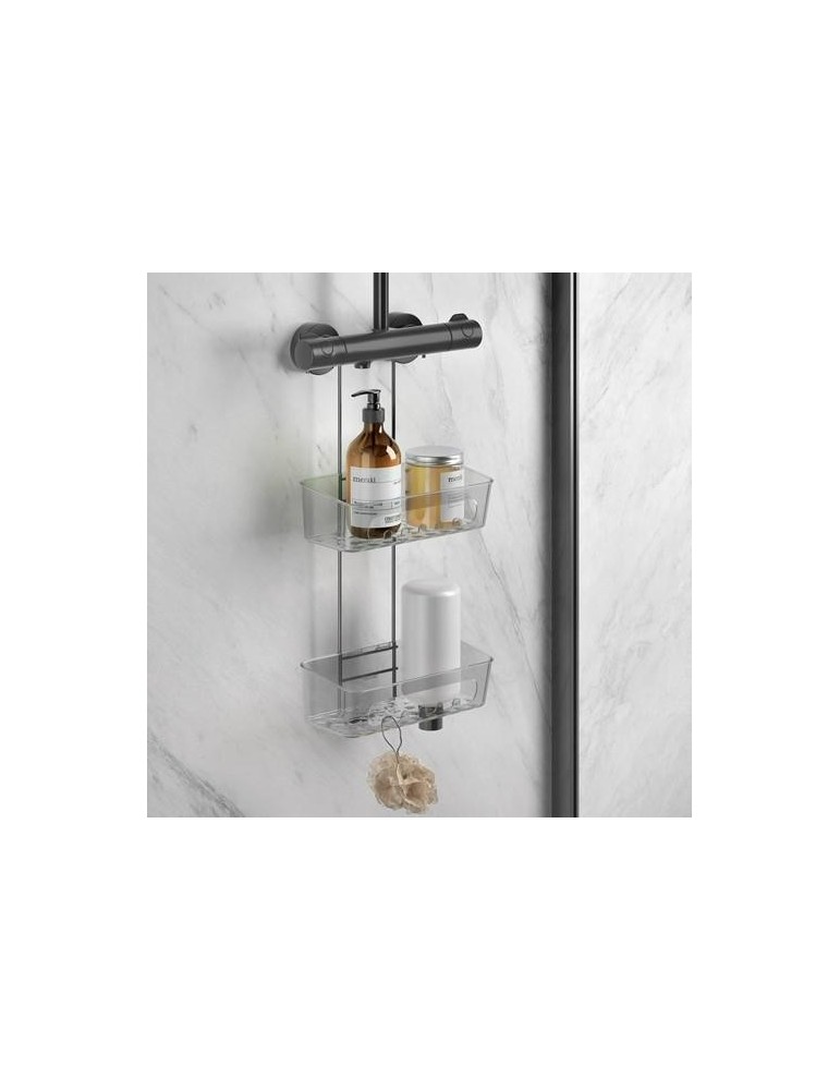 ESTANTE DOBLE CESTA DUCHA ORIGIN LAVA NGR 26X16X55