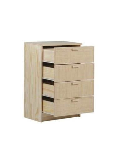 COMODA MADERA Y FIBRA NATURAL AURA 65X36X96CM