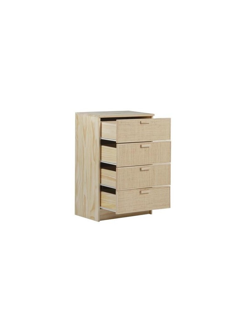 COMODA MADERA Y FIBRA NATURAL AURA 65X36X96CM