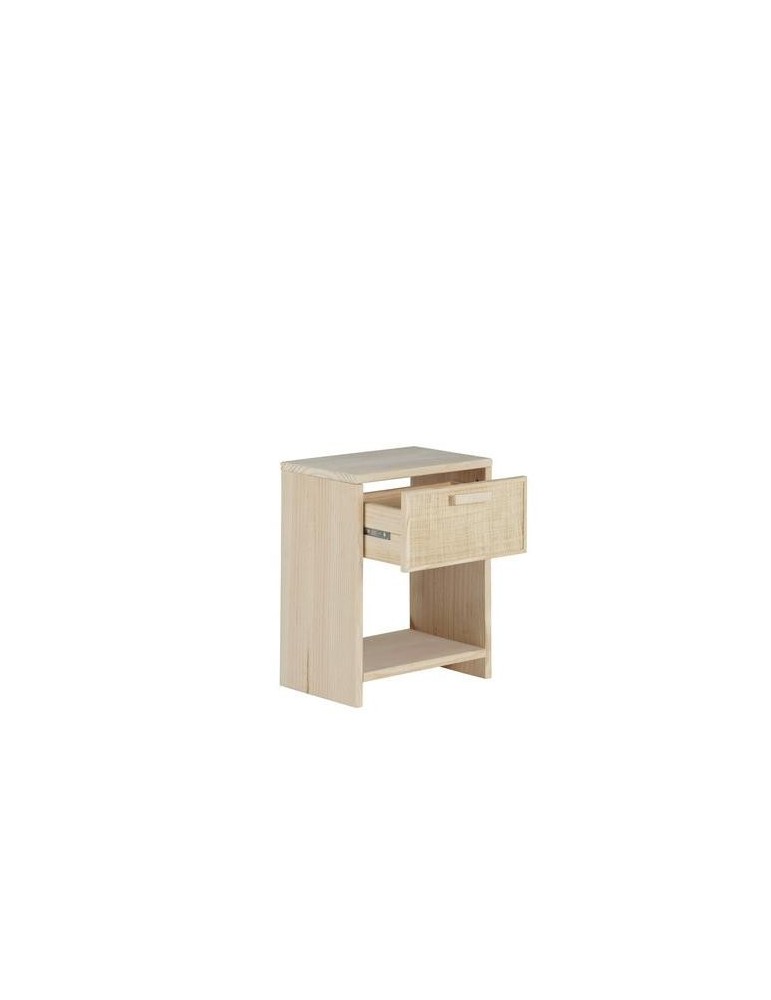 MESITA MADERA Y FIBRA NATURAL AURA 40X25X50CM