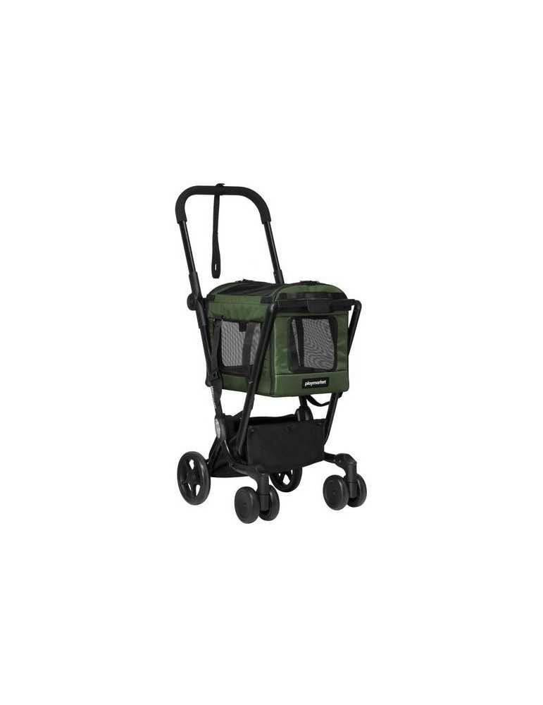 CARRO DE MASCOTAS PLEGABLE 4 RUEDAS 15KG NEGRO