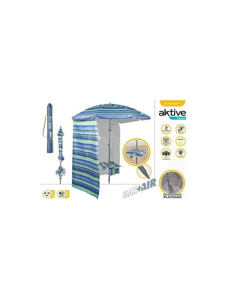 SOMBRILLA PLAYA MESA AZUL/RAYAS 210CM 62332
