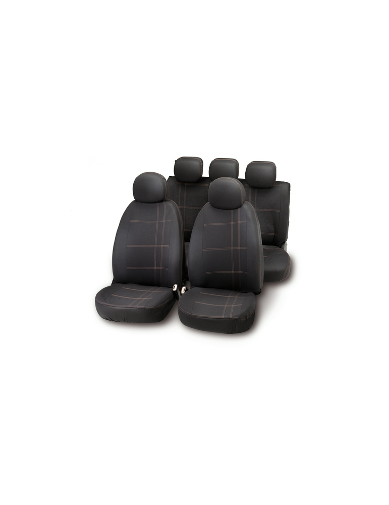JUEGO FUNDAS ASIENTO EMBROIDERY NEGRO/GRIS 10028